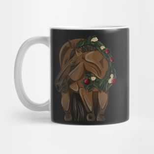 Bay Christmas Horse in Wreath Mug